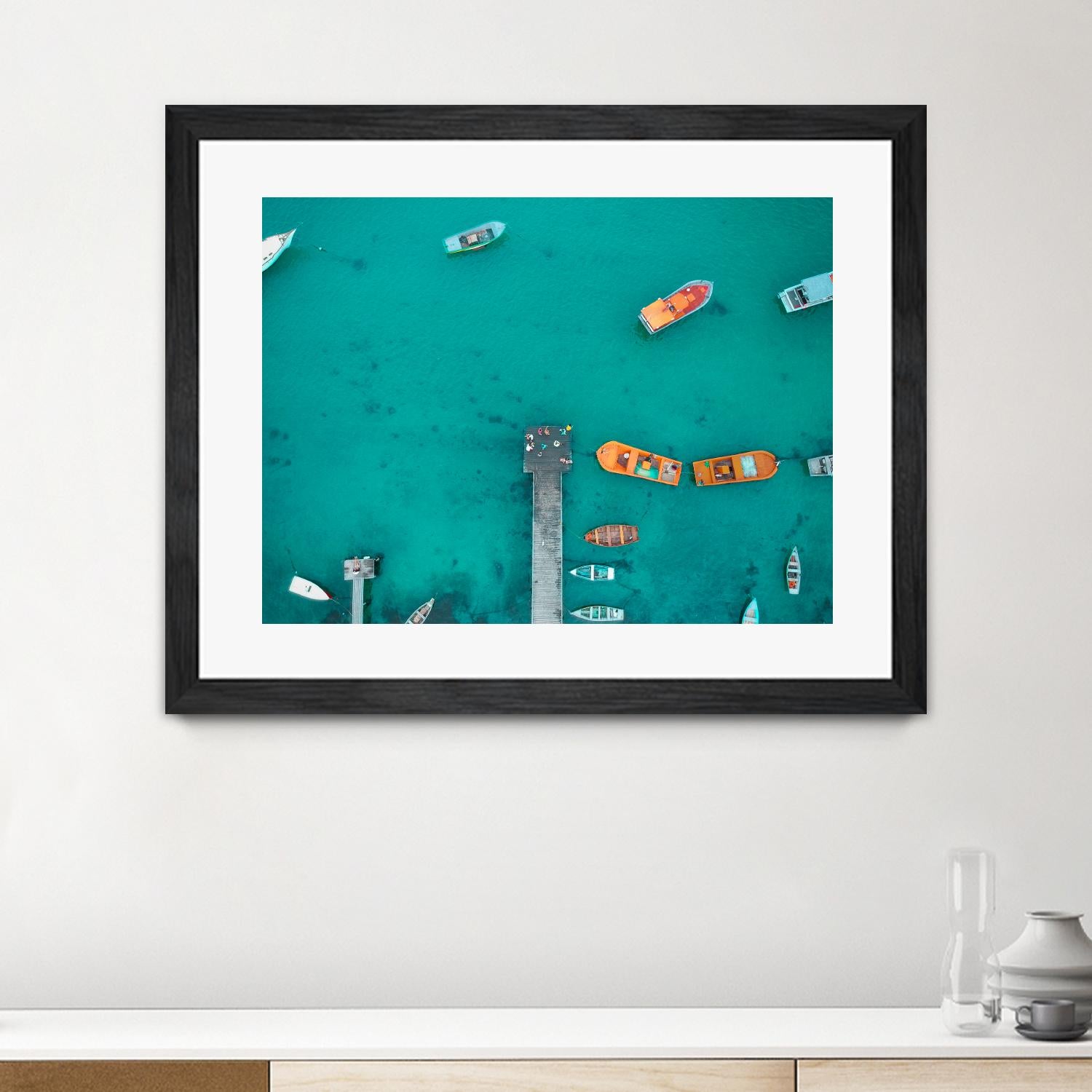 Boat traffic by Pexels on GIANT ART - orange sea scene