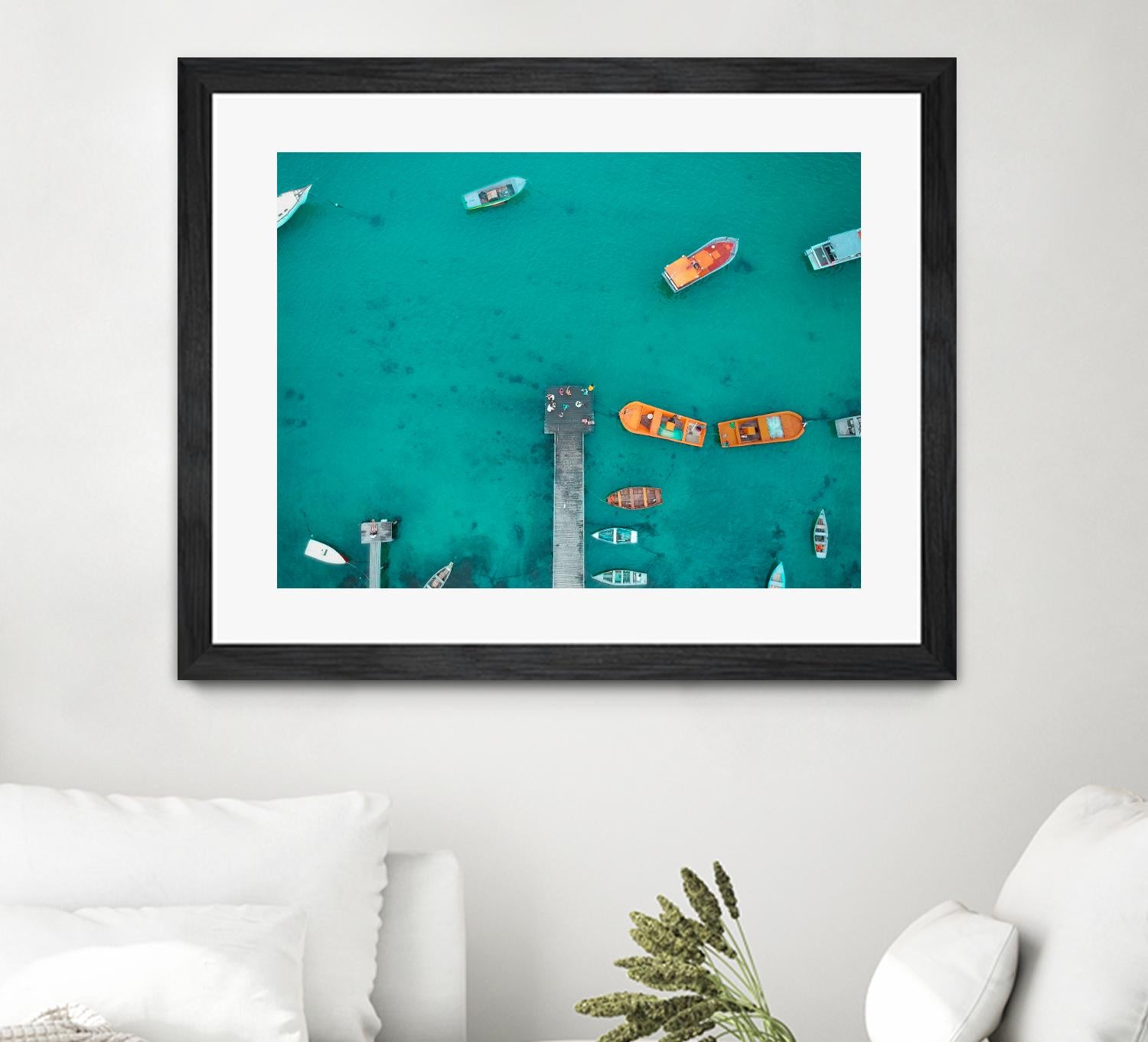 Boat traffic by Pexels on GIANT ART - orange sea scene