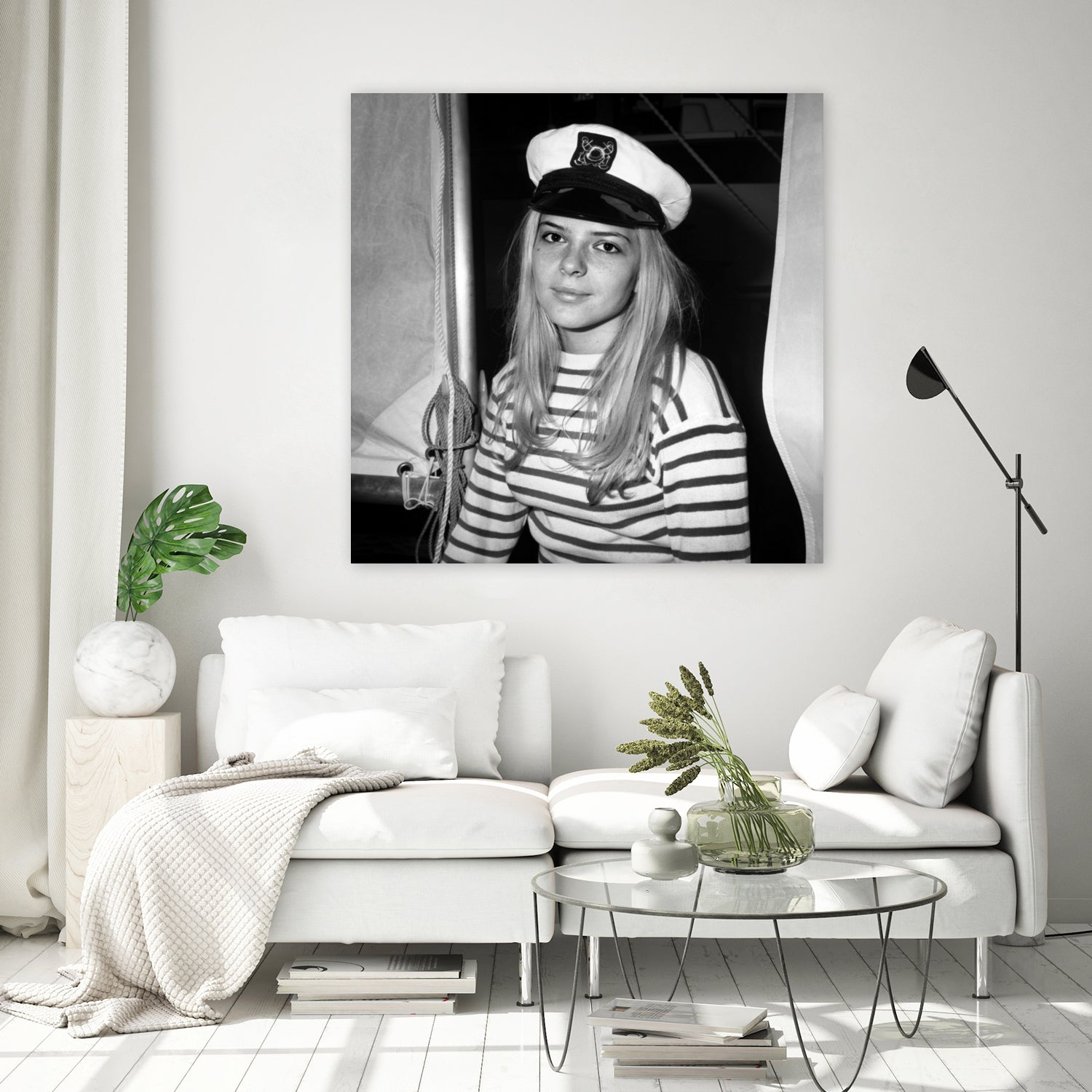 French Singer France Gall With Sailor Suit at Sailing Show, Paris, 17th January 1968 by Bridgeman Images on GIANT ART - black and white photography 