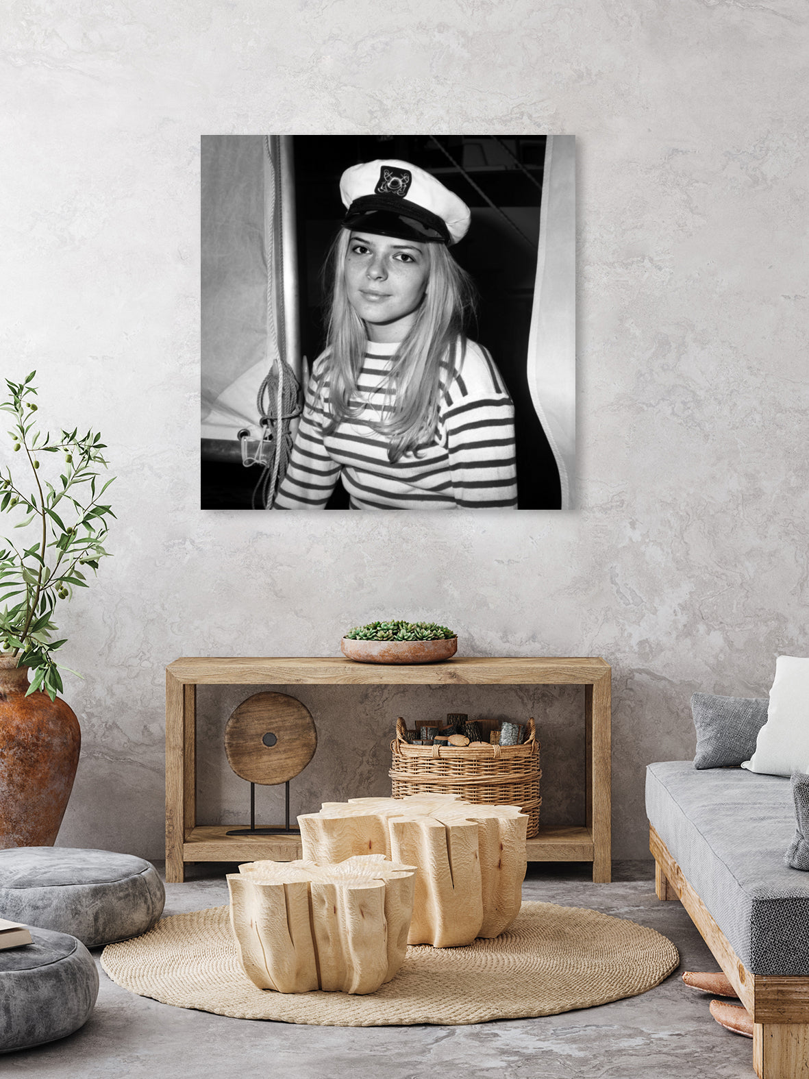 French Singer France Gall With Sailor Suit at Sailing Show, Paris, 17th January 1968 by Bridgeman Images on GIANT ART - black and white photography 