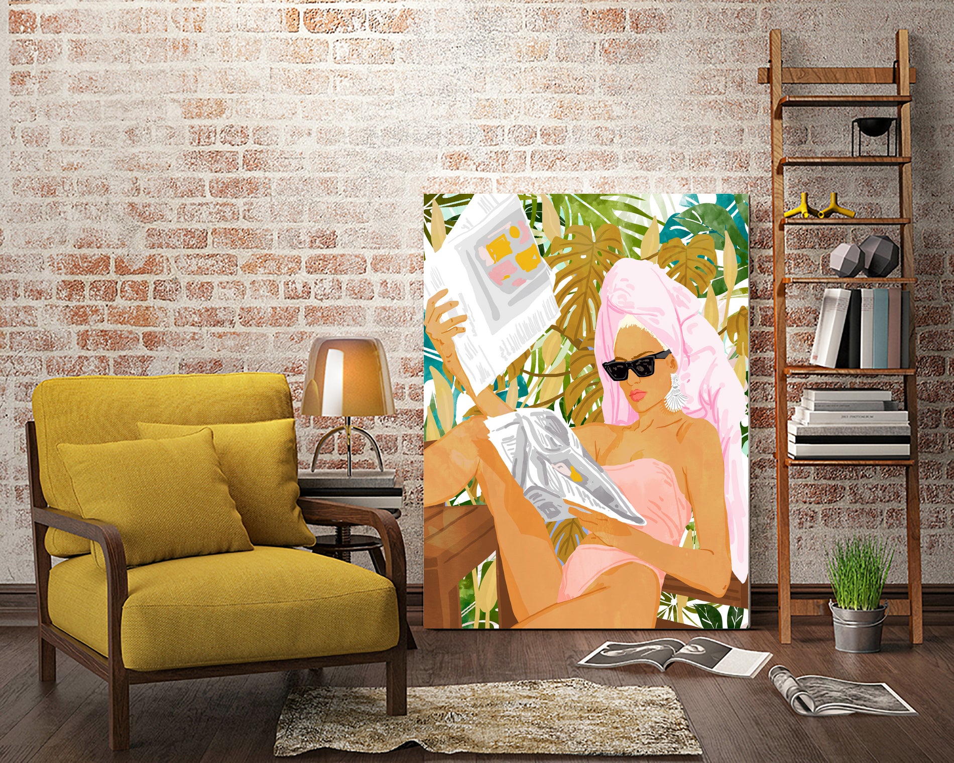 Vacay News by 83 Oranges on GIANT ART - white digital women reading 