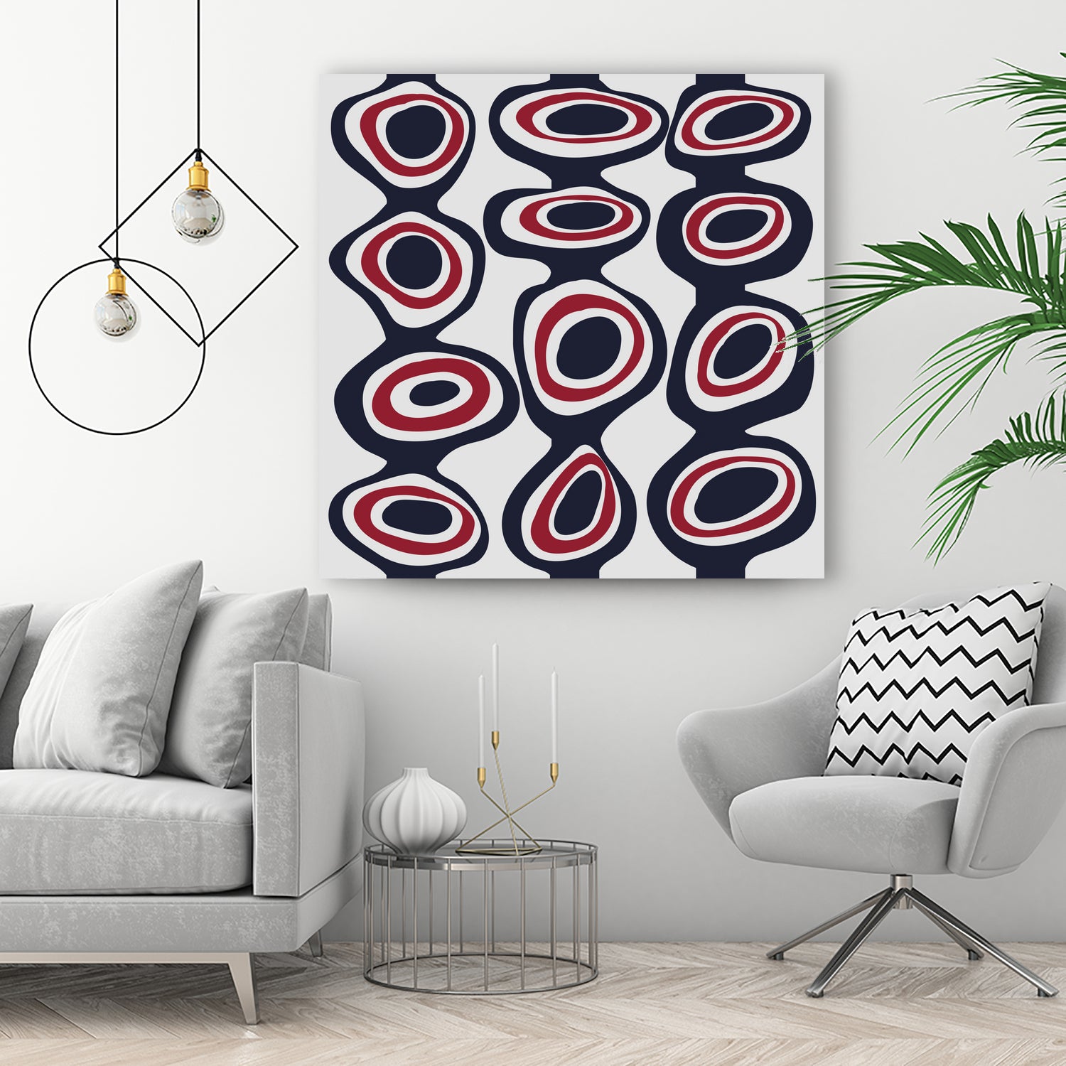 Cells - Navy Red by Blerta Karahoda on GIANT ART - blue digital painting