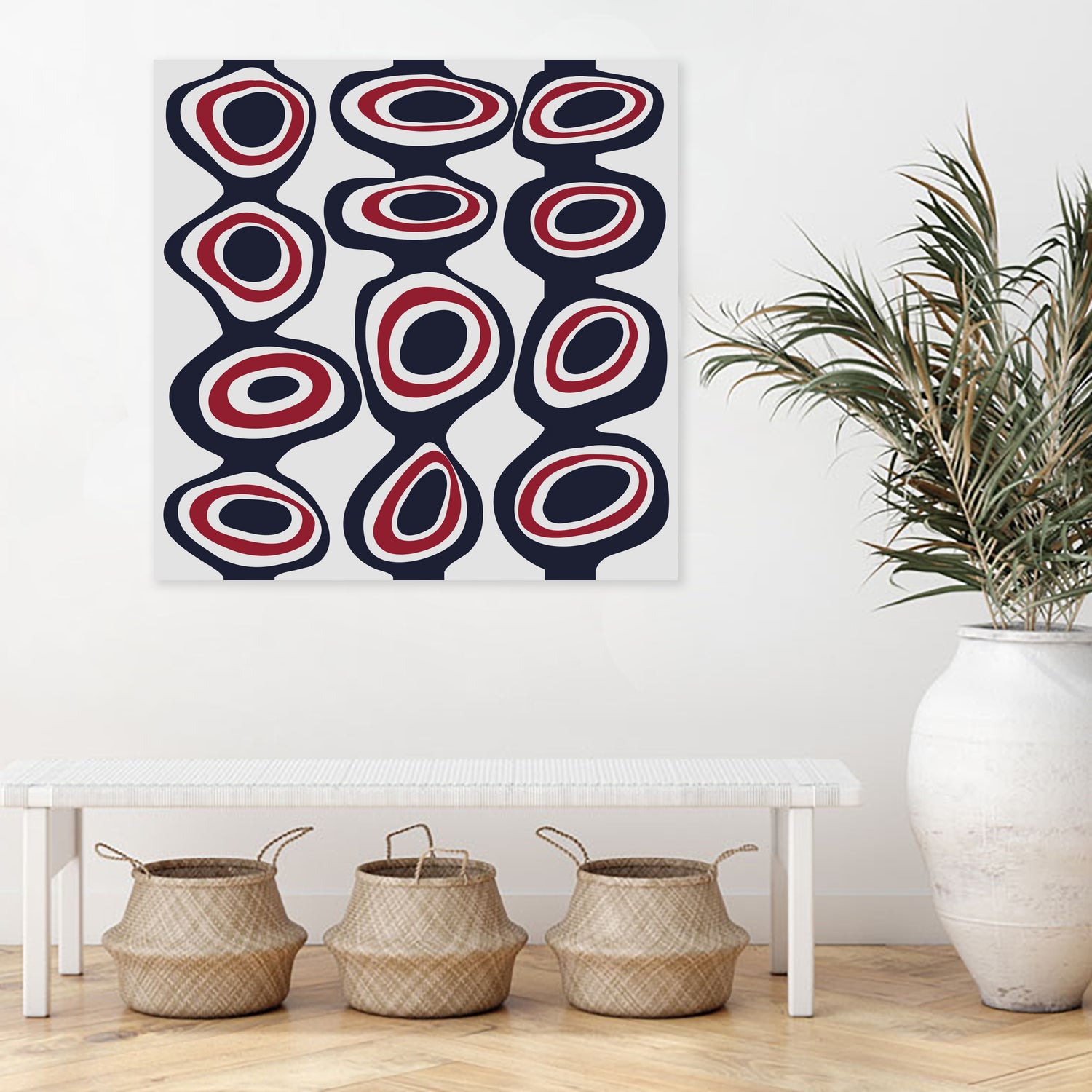 Cells - Navy Red by Blerta Karahoda on GIANT ART - blue digital painting