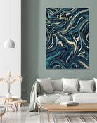 Teal Navy Blue Gold Marble #1 #decor #art by Anita & Bella Jantz on GIANT ART - blue digital painting