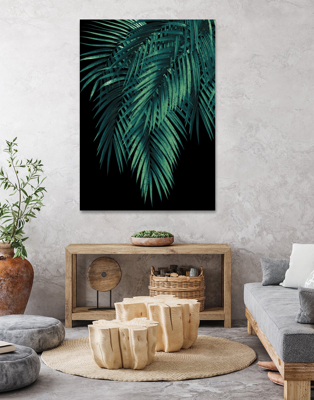 Palm Leaves Green Night Vibes #1 #tropical #decor #art by Anita & Bella Jantz on GIANT ART - green photo illustration