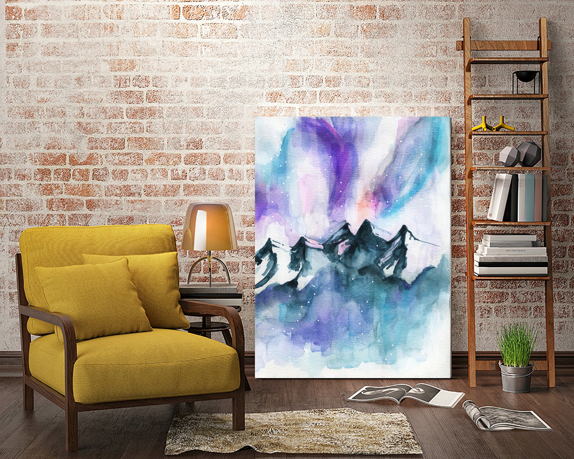 Mountain Magic  Watercolor by Jen Merli on GIANT ART - blue mixed media
