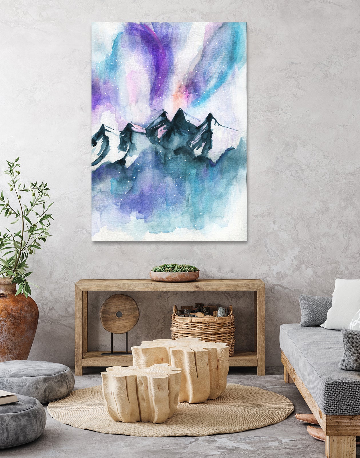 Mountain Magic  Watercolor by Jen Merli on GIANT ART - blue mixed media