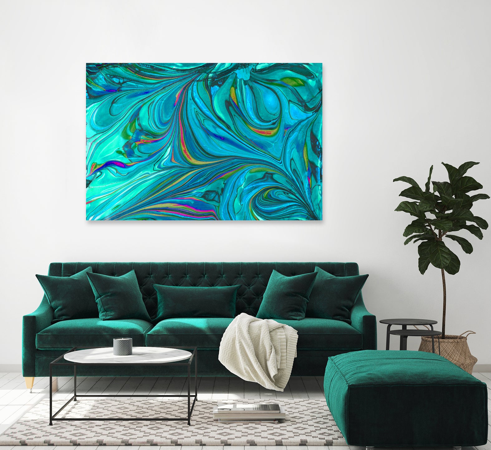 Original Marble Texture - Hip Cyan Magic by Andrea Pinter on GIANT ART - blue digital painting