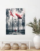 Red birds in winter by GEN Z by Rigaud Mickaël on GIANT ART - gray photo illustration