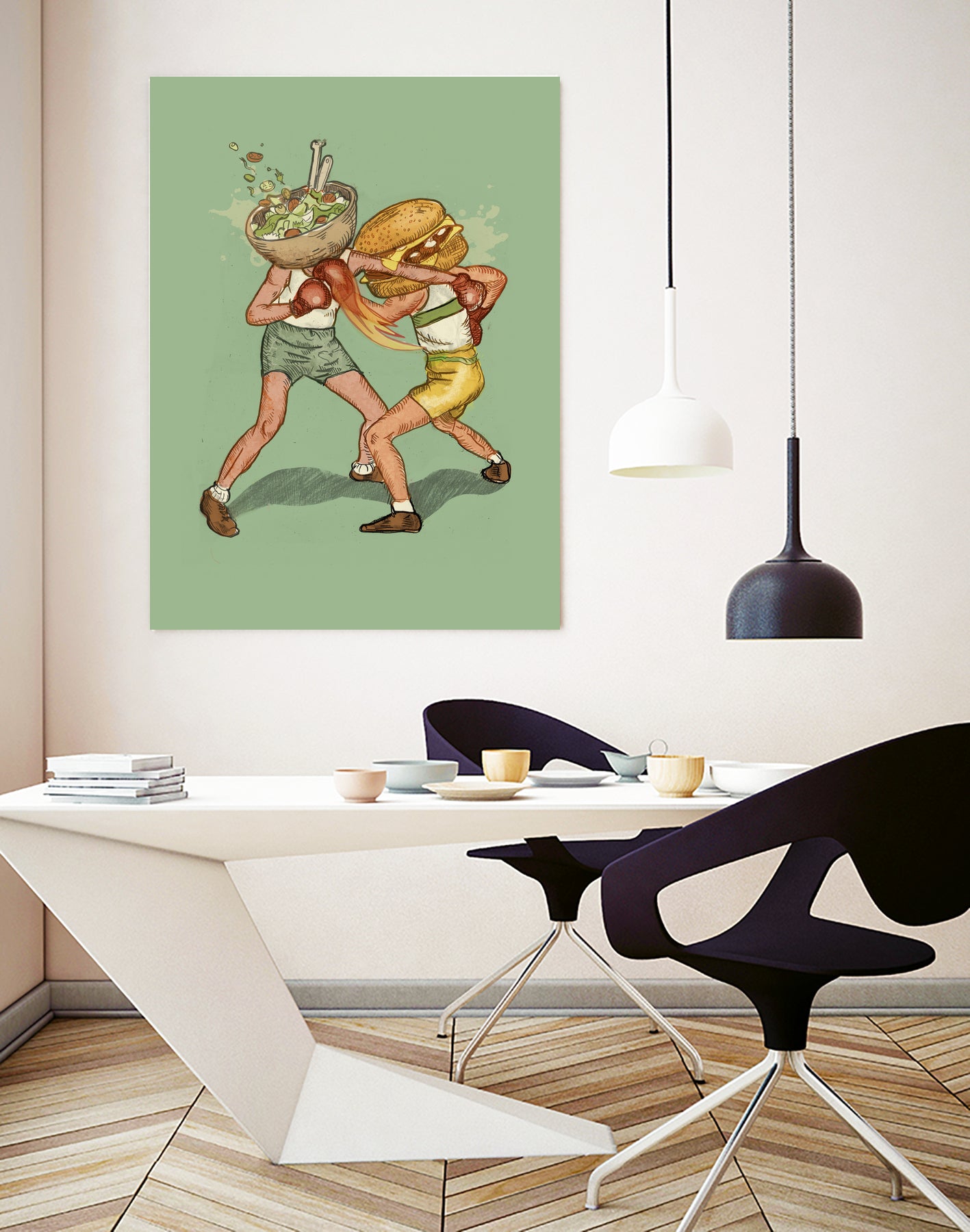 food fight by Alon Braier on GIANT ART - green mixed media
