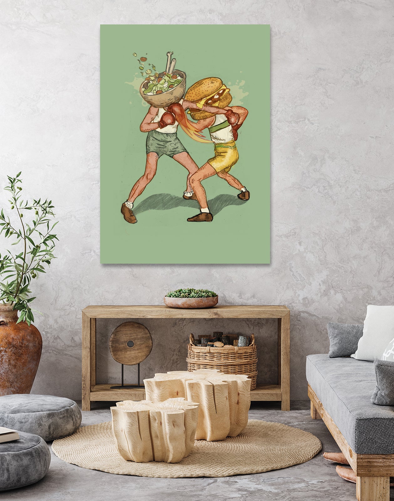 food fight by Alon Braier on GIANT ART - green mixed media