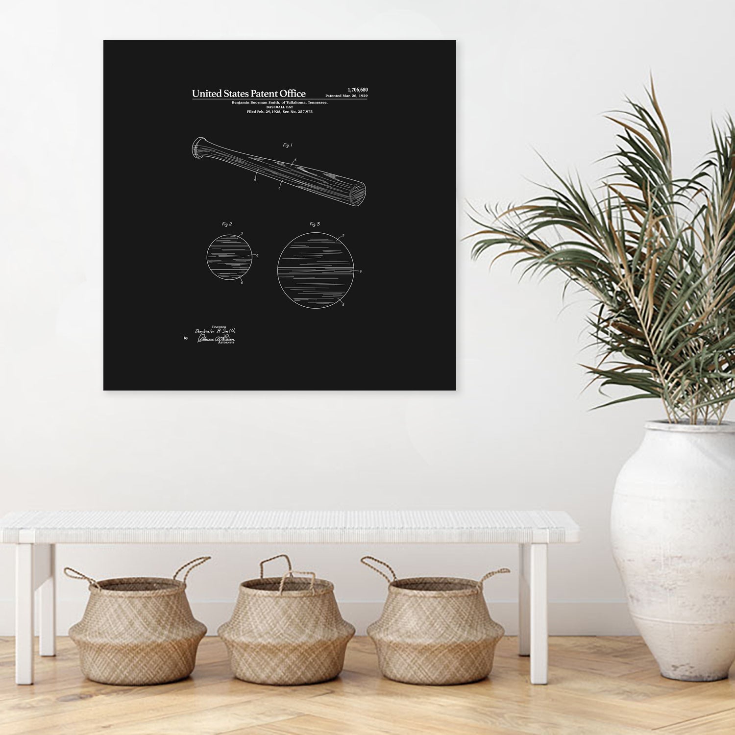 Baseball Bat Patent - Black by Finlay McNevin on GIANT ART - black typography