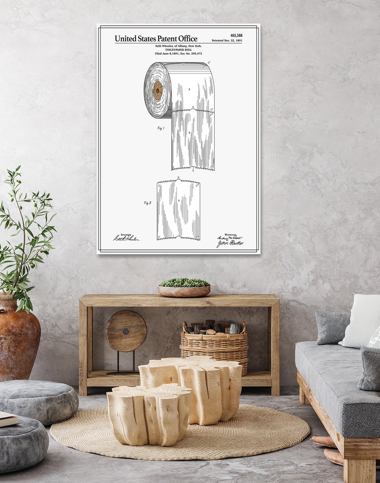 Toilet Paper Roll Patent by Finlay McNevin on GIANT ART - white typography