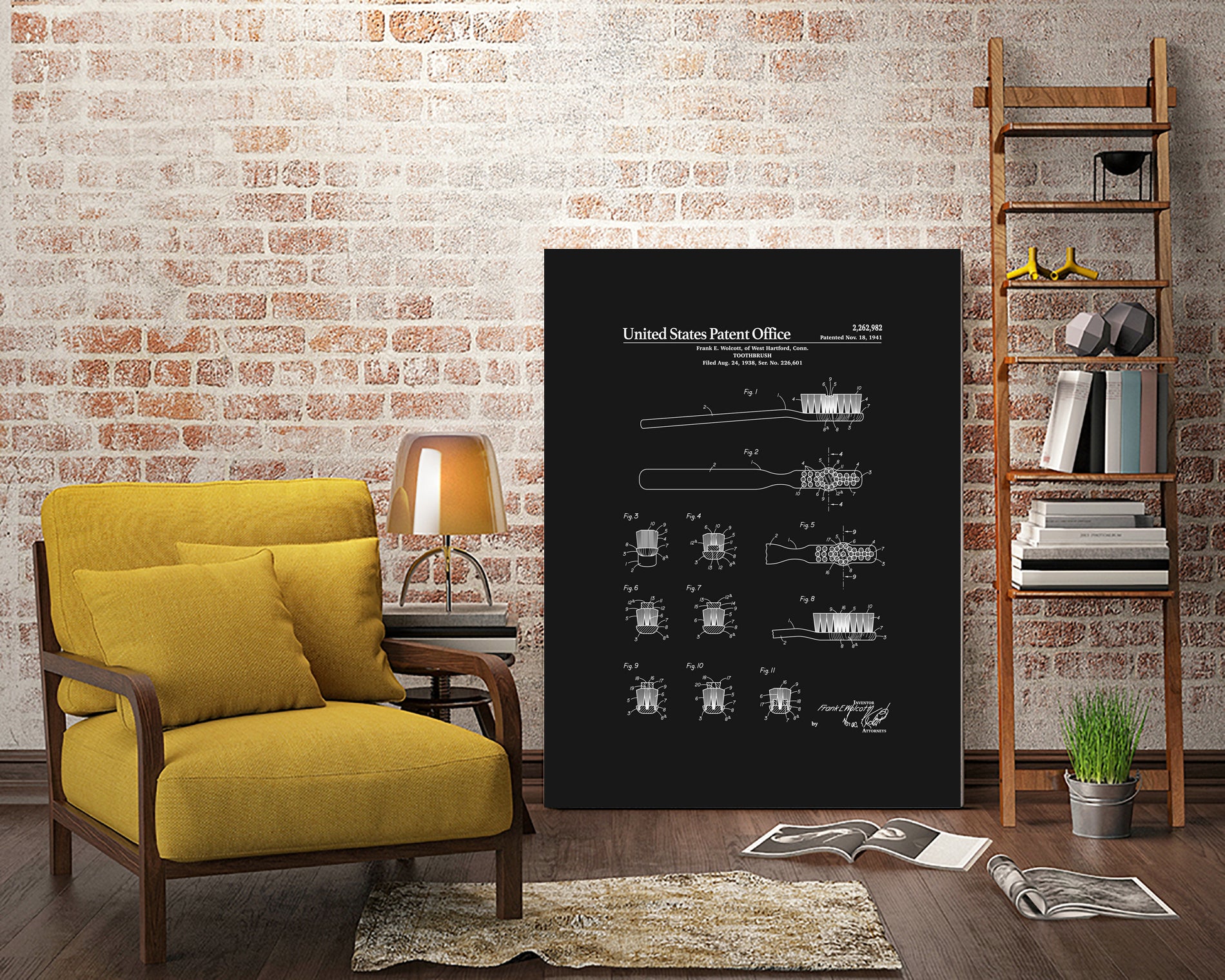Toothbrush Patent - Black by Finlay McNevin on GIANT ART - black typography