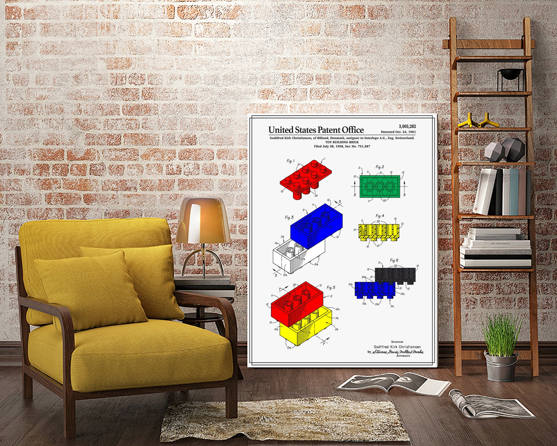 Toy Building Brick Patent by Finlay McNevin on GIANT ART - white typography