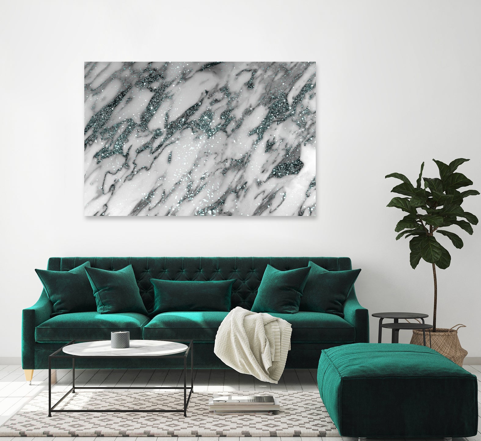 Classic White Marble Light Blue Glitter Glam #1 by Anita & Bella Jantz on GIANT ART - blue photo illustration