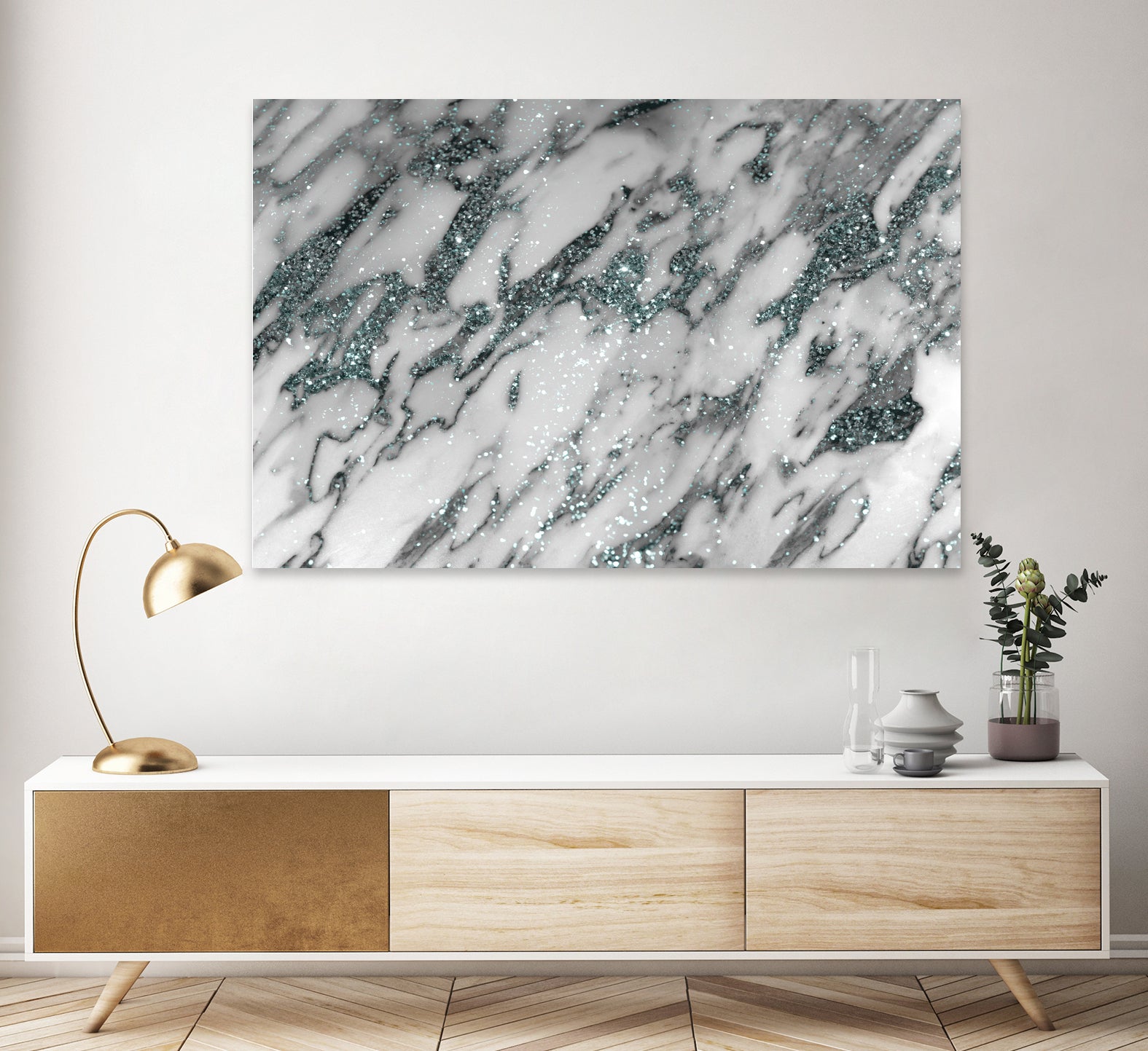 Classic White Marble Light Blue Glitter Glam #1 by Anita & Bella Jantz on GIANT ART - blue photo illustration