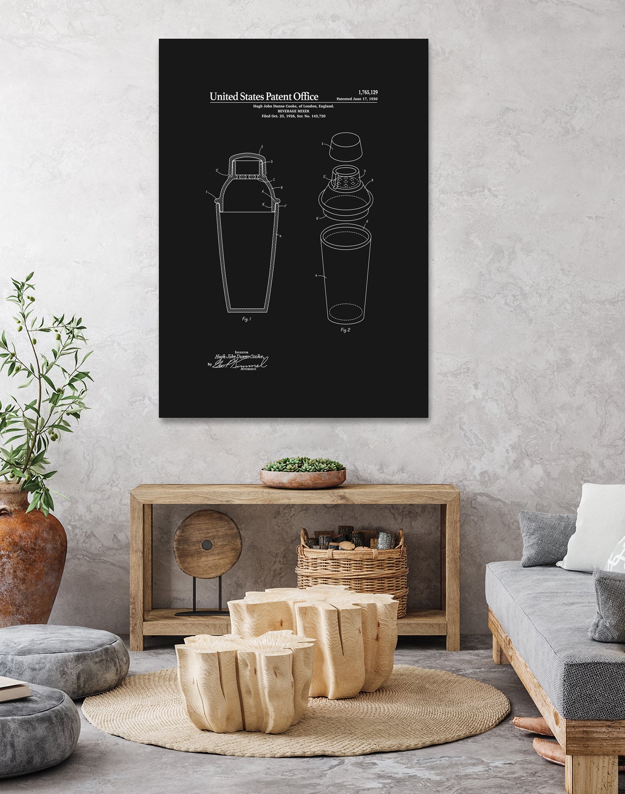 Cocktail Shaker Patent - Black by Finlay McNevin on GIANT ART - black typography