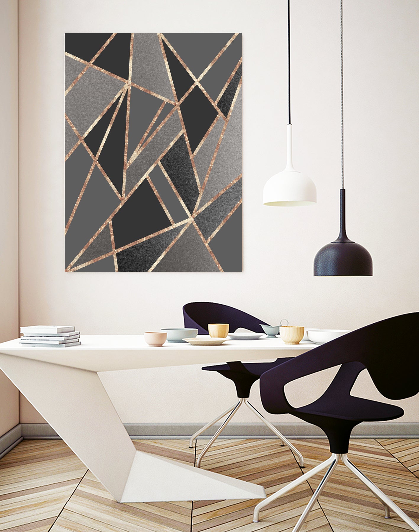 Classic Silver Gray Charcoal Rose Gold Geo #1 #geometric by Anita & Bella Jantz on GIANT ART - gray digital drawing