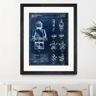 1979 mini figure chalkboard patent by map collection on GIANT ART - blue mixed media