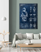 1979 mini figure chalkboard patent by map collection on GIANT ART - blue mixed media