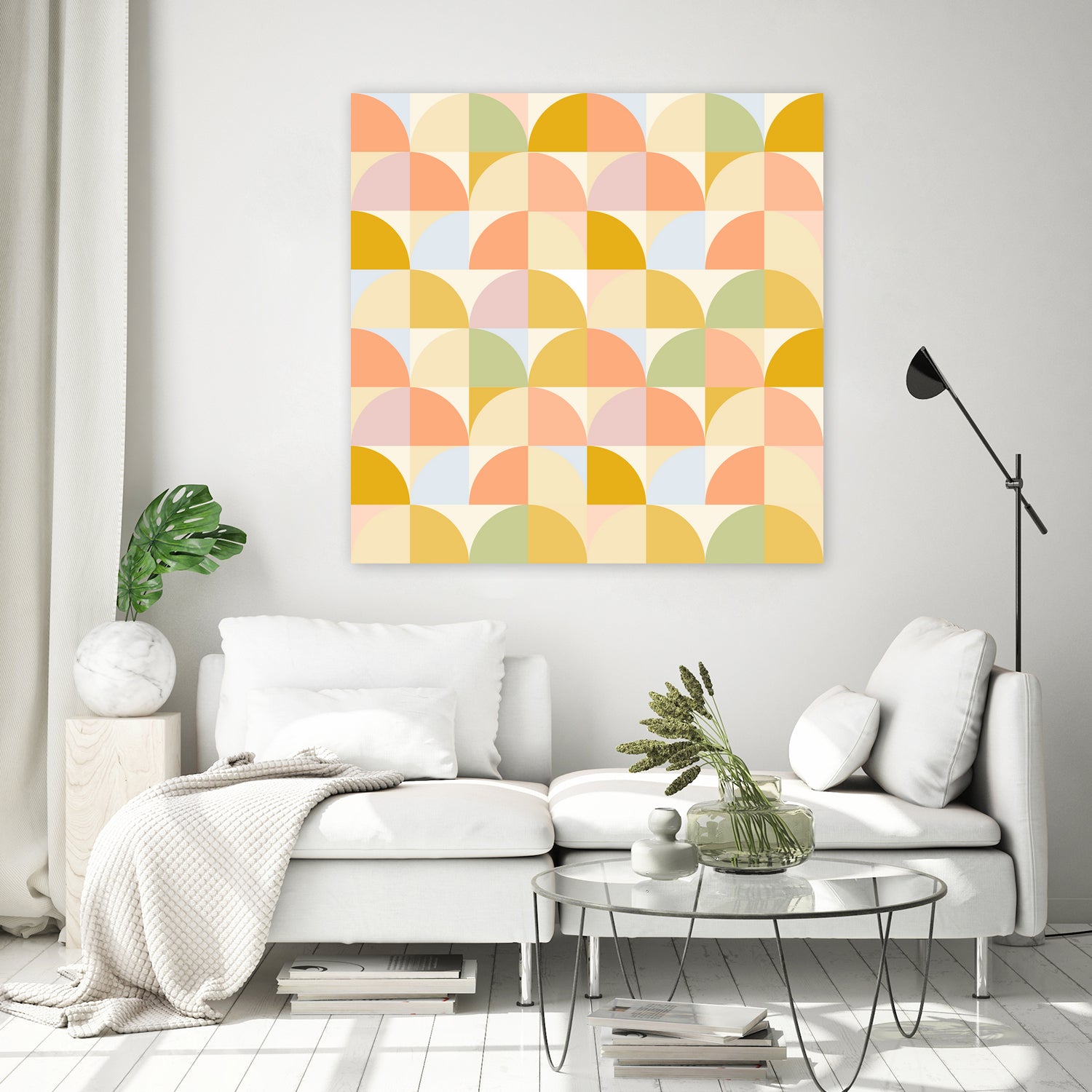 Retro Rainbow Fields #geometry #retro by Dominique Van Roey on GIANT ART - yellow digital drawing