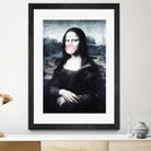 Mona Lisa blowing bubblegum bubbles by Menelaos Trompoukis on GIANT ART - blue digital painting