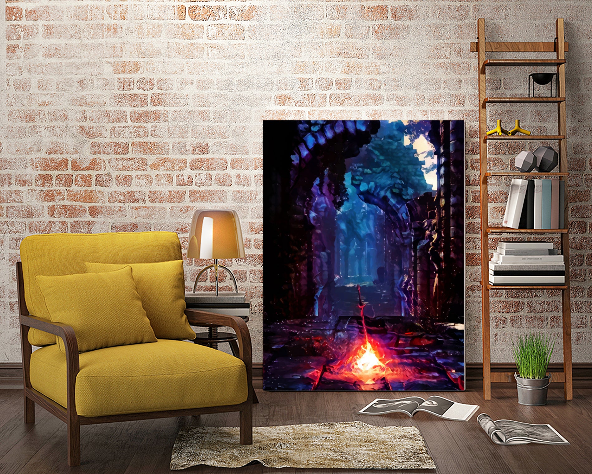 Bonfire , by Christian Velazquez on GIANT ART - blue game design