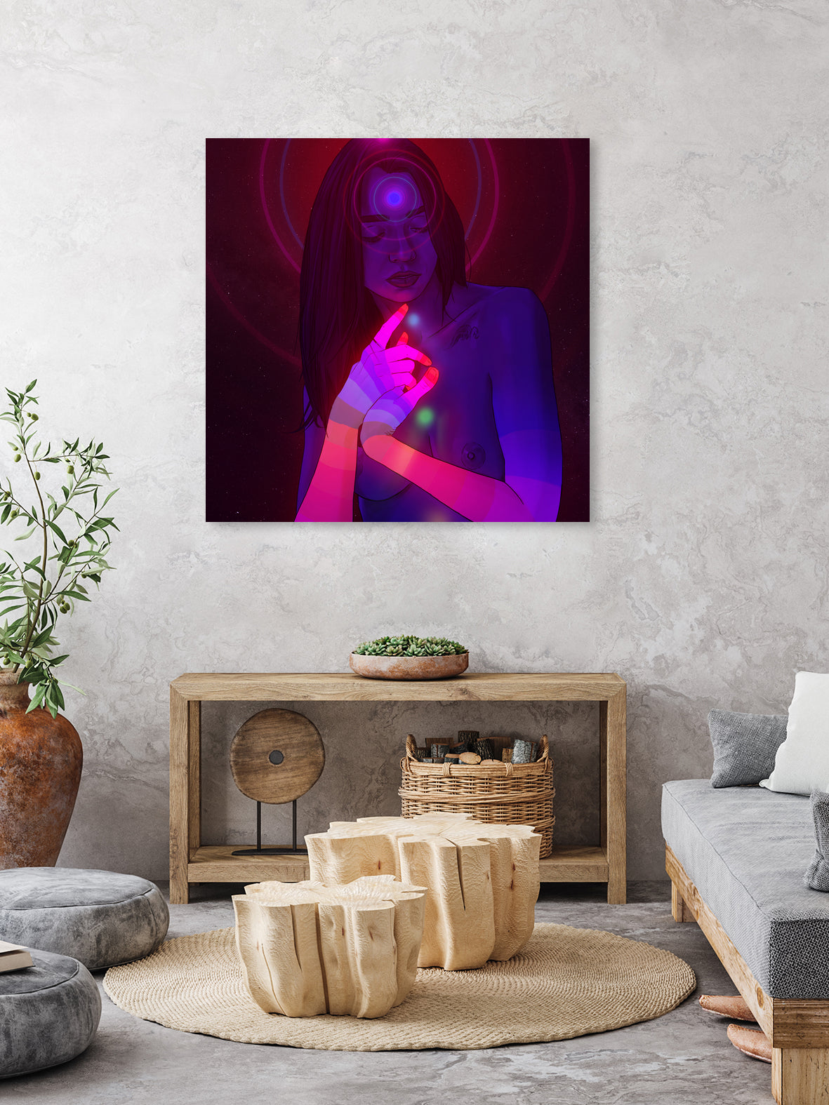 Vibing Psychonaut Girl 3 (GIF) by Francois Martin Painchaud on GIANT ART - pink character design