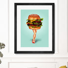 Cheeseburger Girl by Kelly Gilleran on GIANT ART - blue mixed media