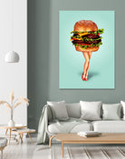 Cheeseburger Girl by Kelly Gilleran on GIANT ART - blue mixed media