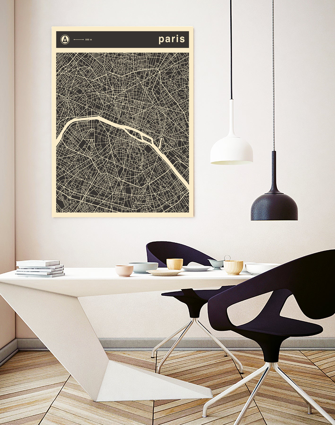Paris Map 2 by Jazzberry Blue on GIANT ART - black vector illustration