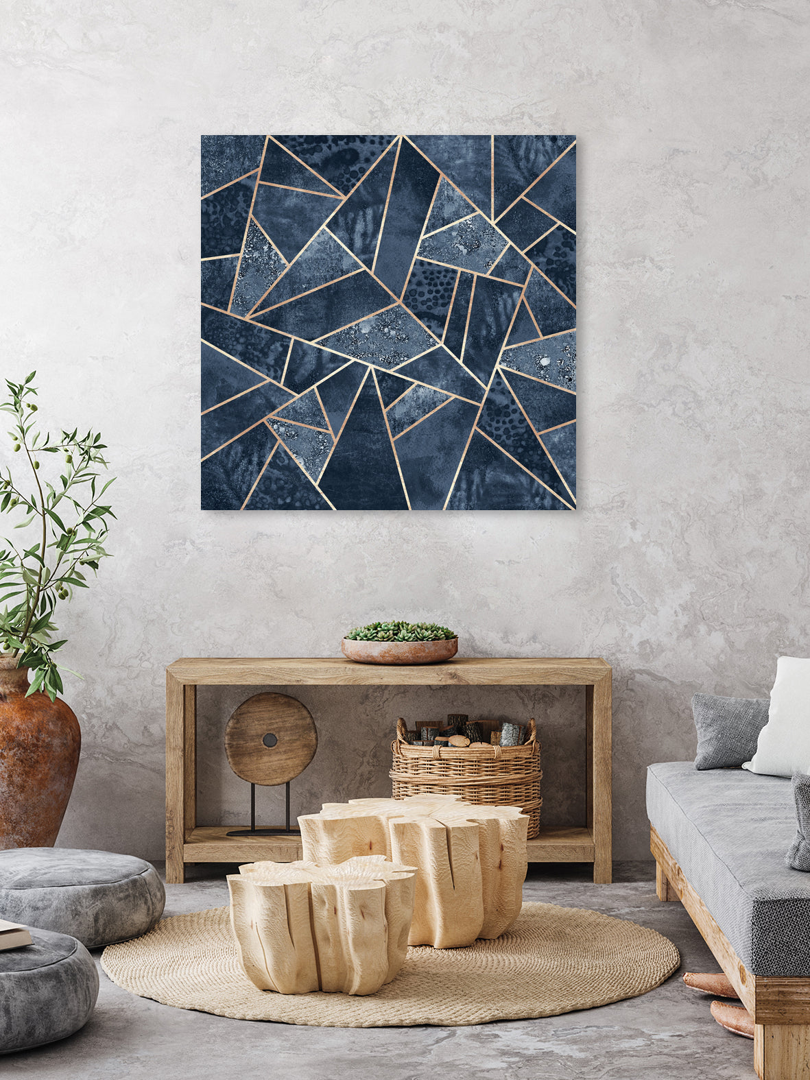 Doft Dark Blue Stone by Elisabeth Fredriksson on GIANT ART - blue digital painting