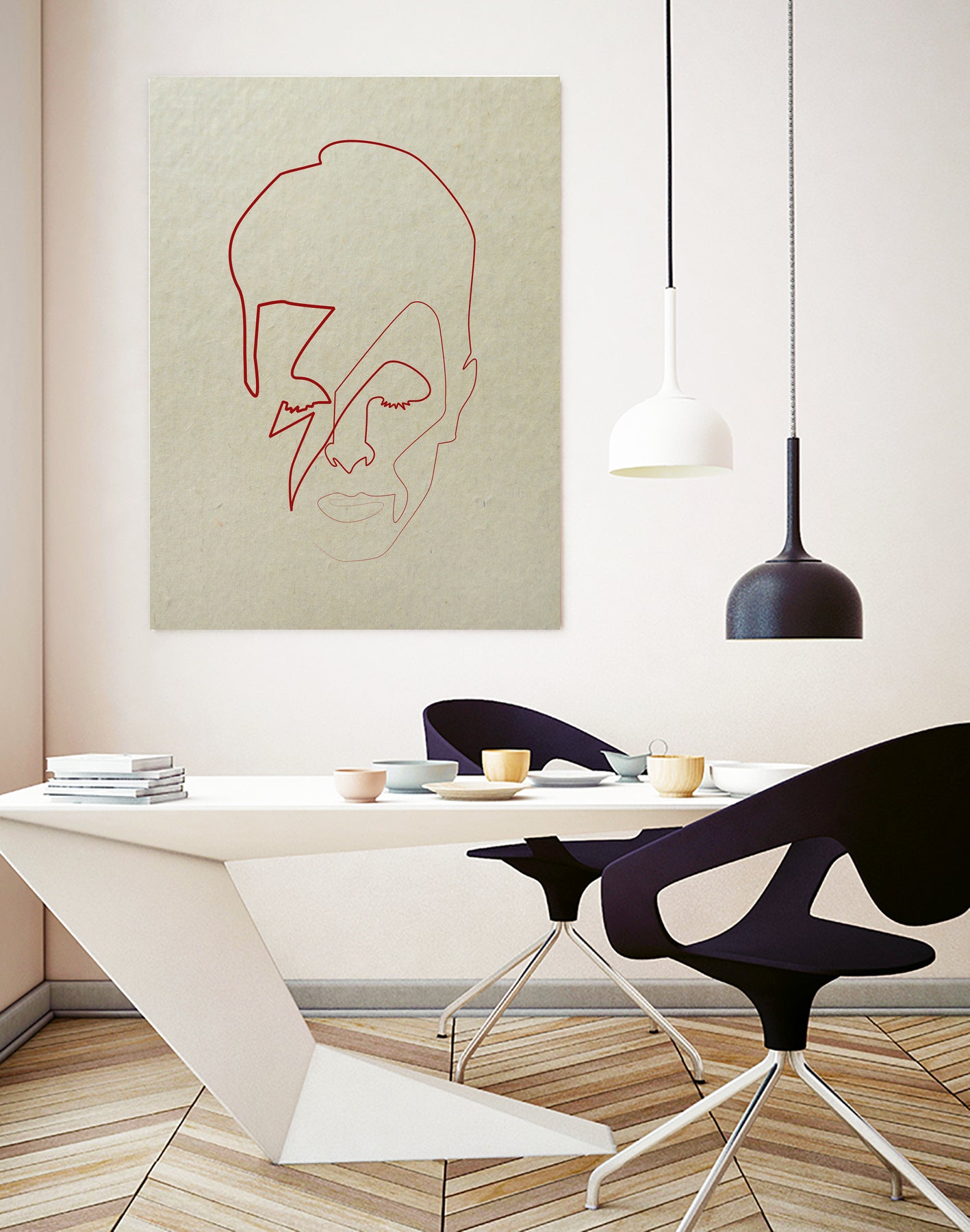One line David Bowie by Christophe Louis on GIANT ART - orange digital drawing