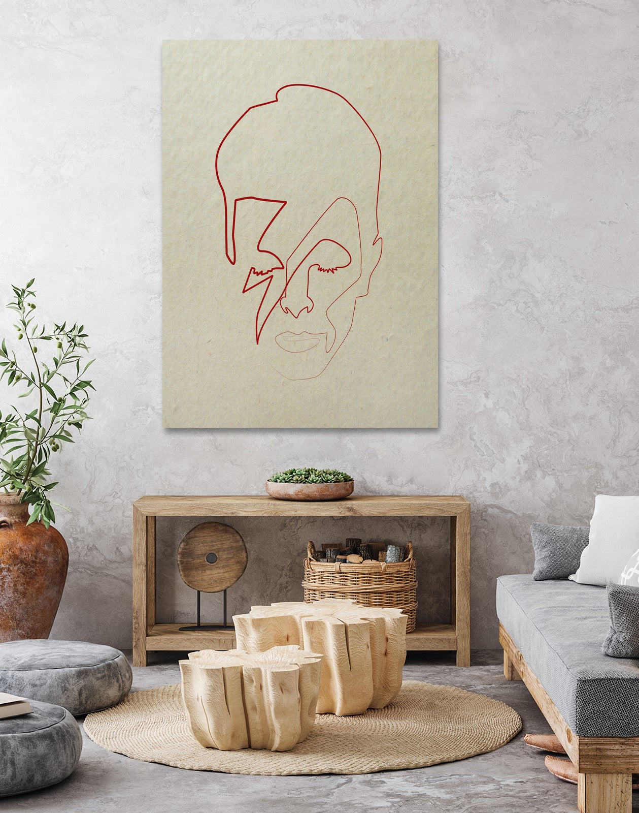 One line David Bowie by Christophe Louis on GIANT ART - orange digital drawing