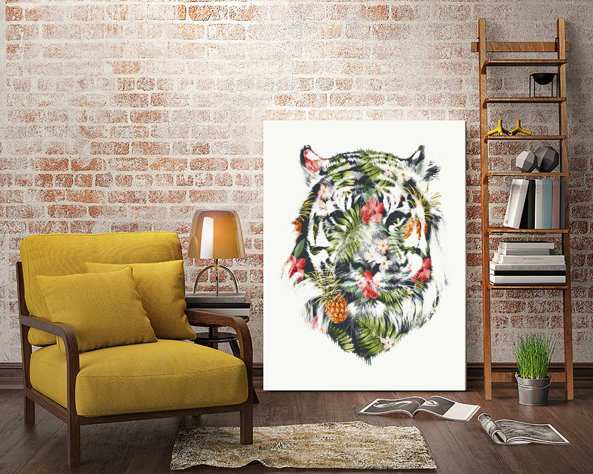 Tropical Tiger by Robert Farkas on GIANT ART - green digital drawing