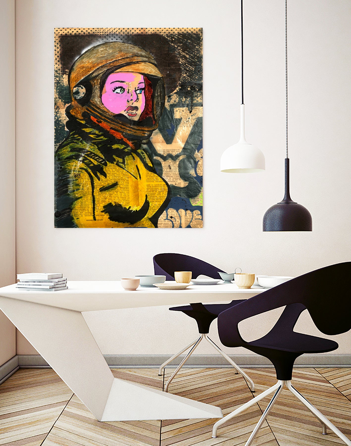 Astronaut | Graffiti  | Pop art | Street-art aesthetics by TULIO ALMEIDA on GIANT ART - orange mixed media