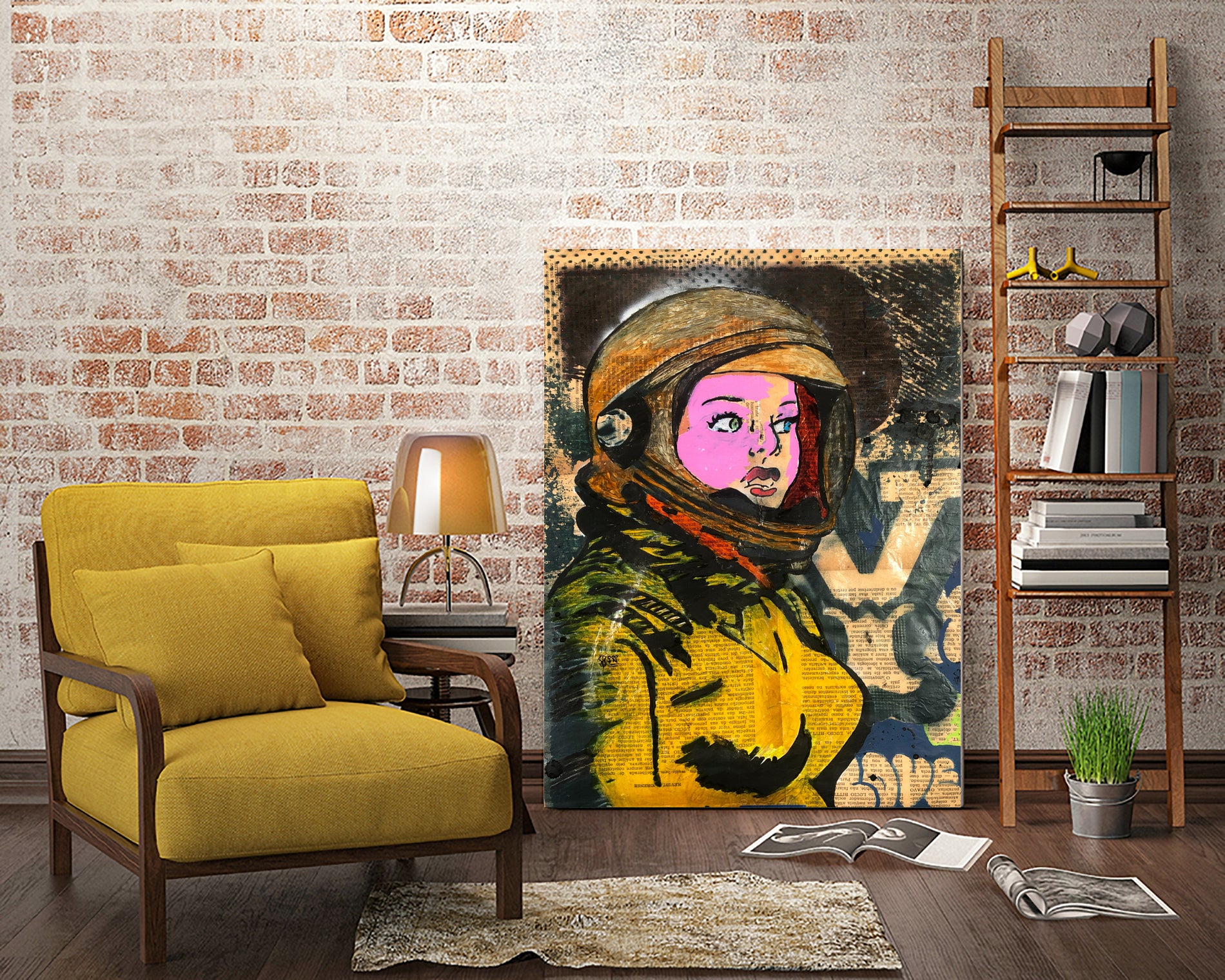 Astronaut | Graffiti  | Pop art | Street-art aesthetics by TULIO ALMEIDA on GIANT ART - orange mixed media