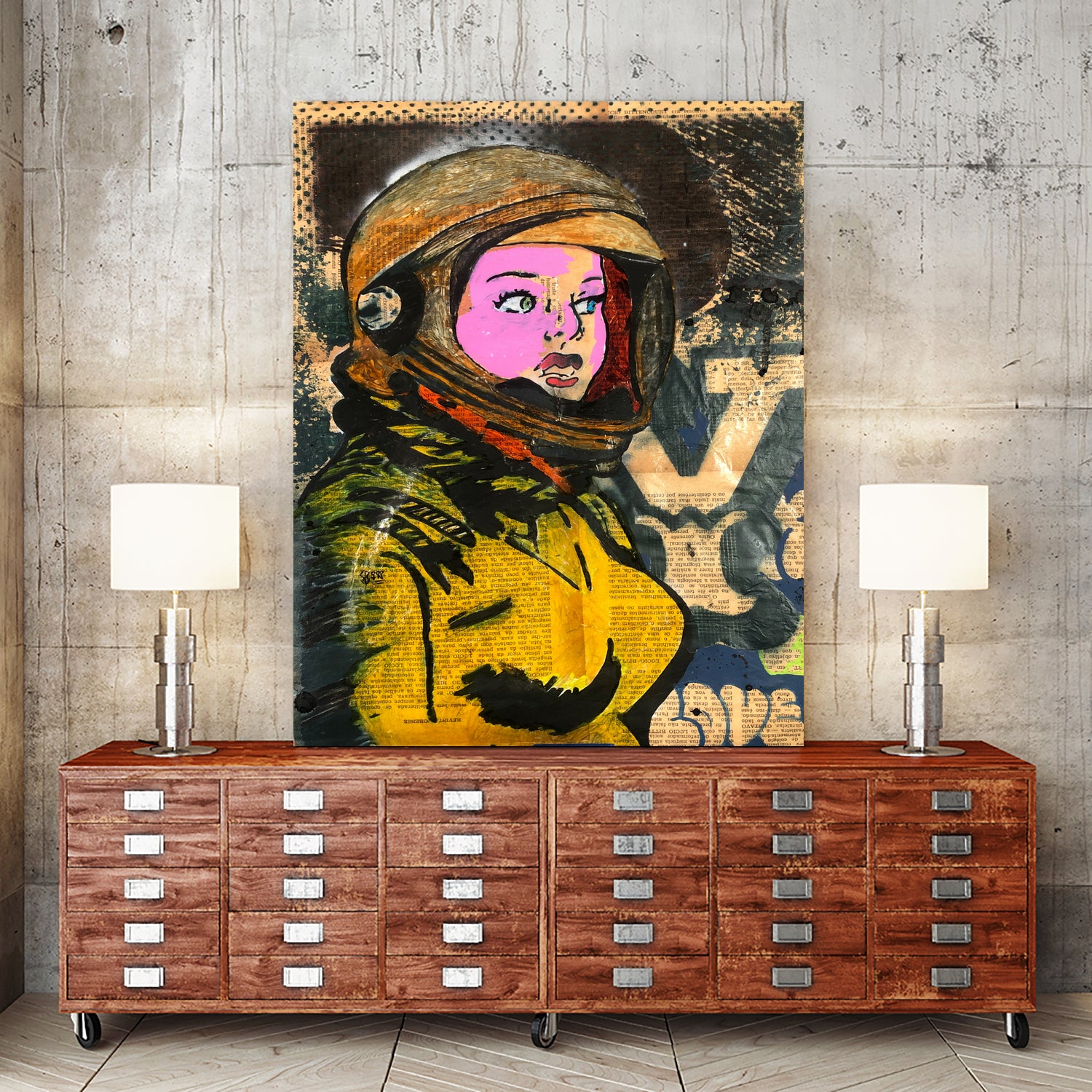 Astronaut | Graffiti  | Pop art | Street-art aesthetics by TULIO ALMEIDA on GIANT ART - orange mixed media