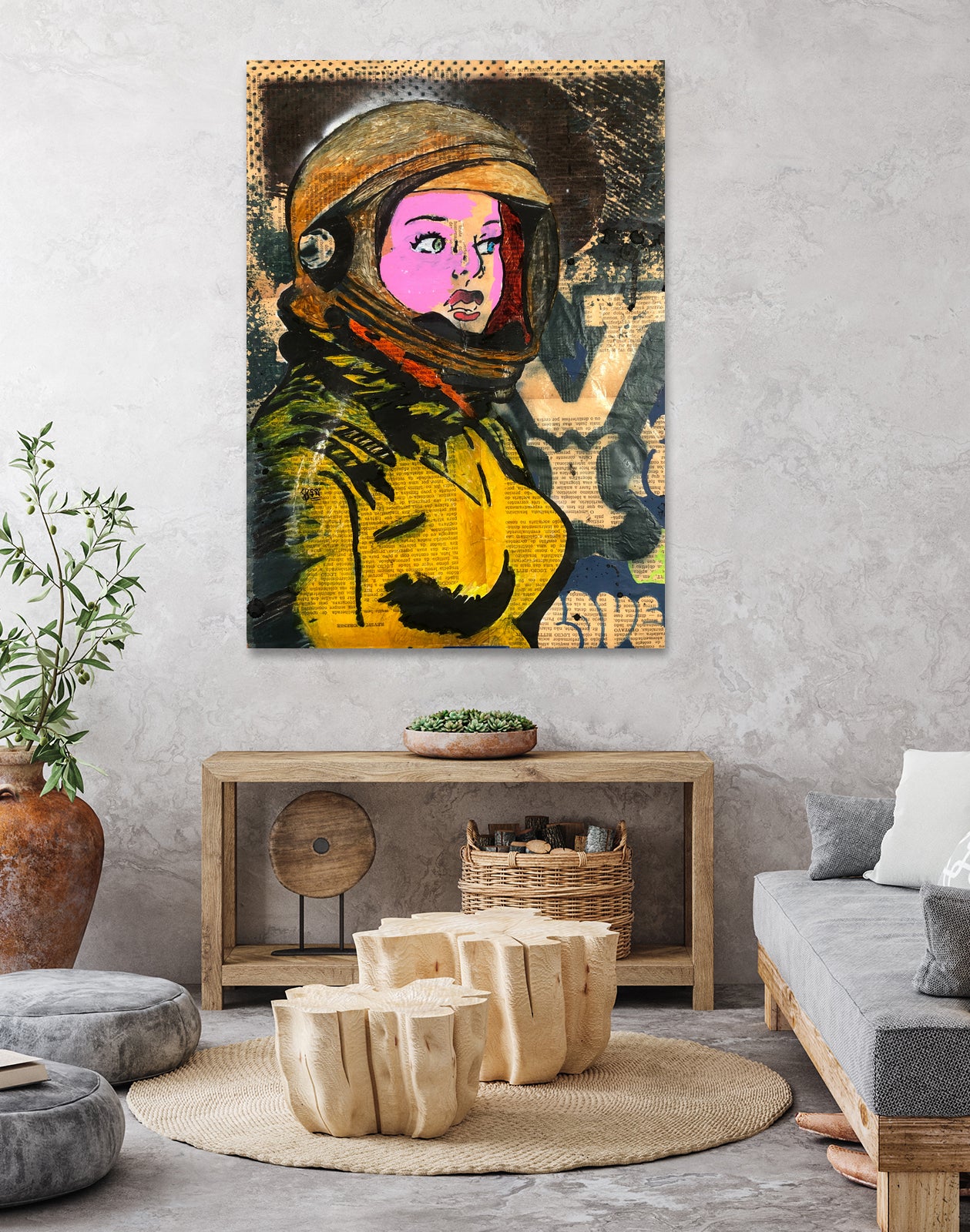 Astronaut | Graffiti  | Pop art | Street-art aesthetics by TULIO ALMEIDA on GIANT ART - orange mixed media