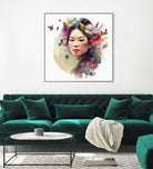Watercolor Floral Asian Woman #3 by Isabel Cerdá Muñoz on GIANT ART - green digital painting