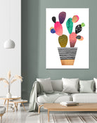 Happy Cactus by Elisabeth Fredriksson on GIANT ART - pink mixed media