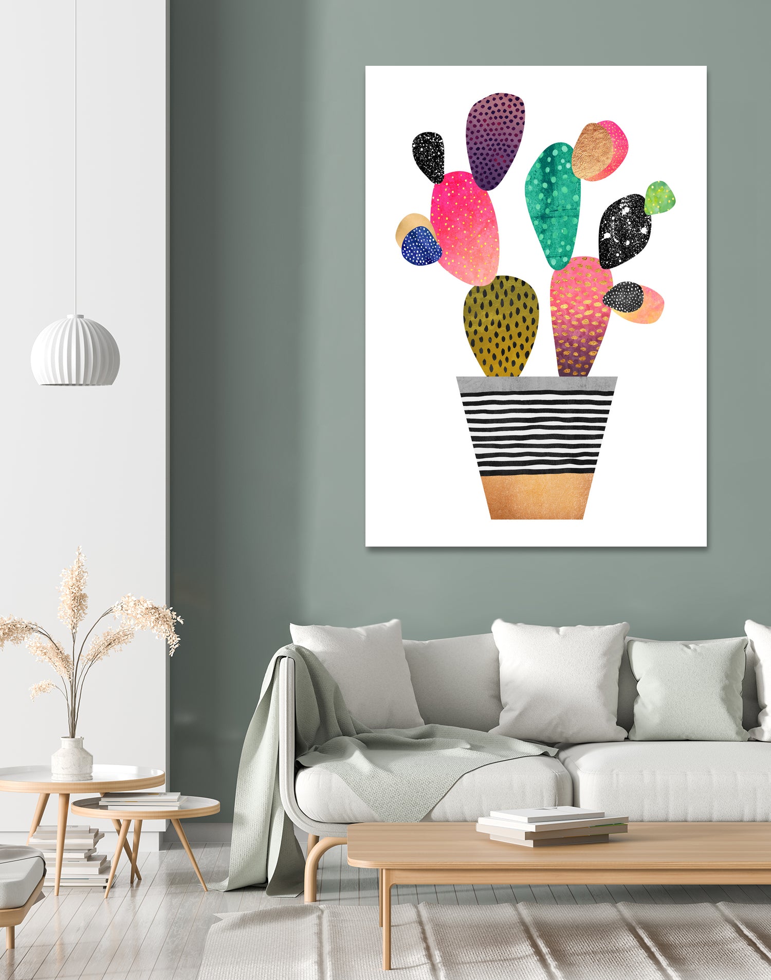 Happy Cactus by Elisabeth Fredriksson on GIANT ART - pink mixed media