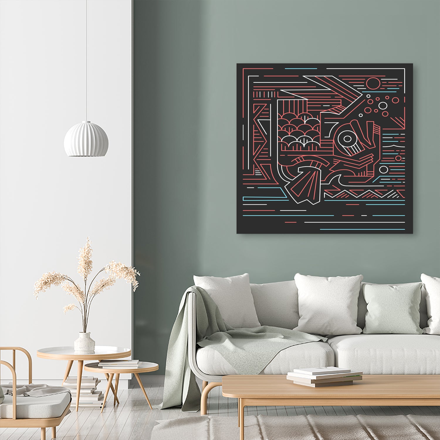Koi fish digital illustration by Bernardo Ramonfaur on GIANT ART - blue digital drawing