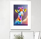 Cute baby giraffe colorful art with rainbow colors by ALMA Studio on GIANT ART - fuchsia digital painting