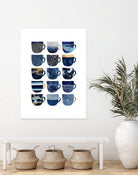 Pretty Blue Coffee Cups by Elisabeth Fredriksson on GIANT ART - blue digital painting