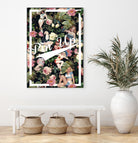 Floral and Pin Up Girls Pattern by burcu korkmazyurek on GIANT ART - black digital painting