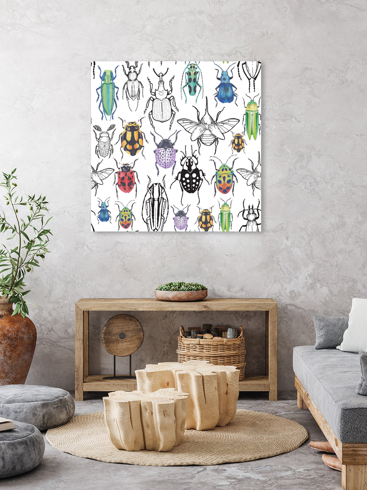 Colorful bugs by Maria Bakueva on GIANT ART - white mixed media