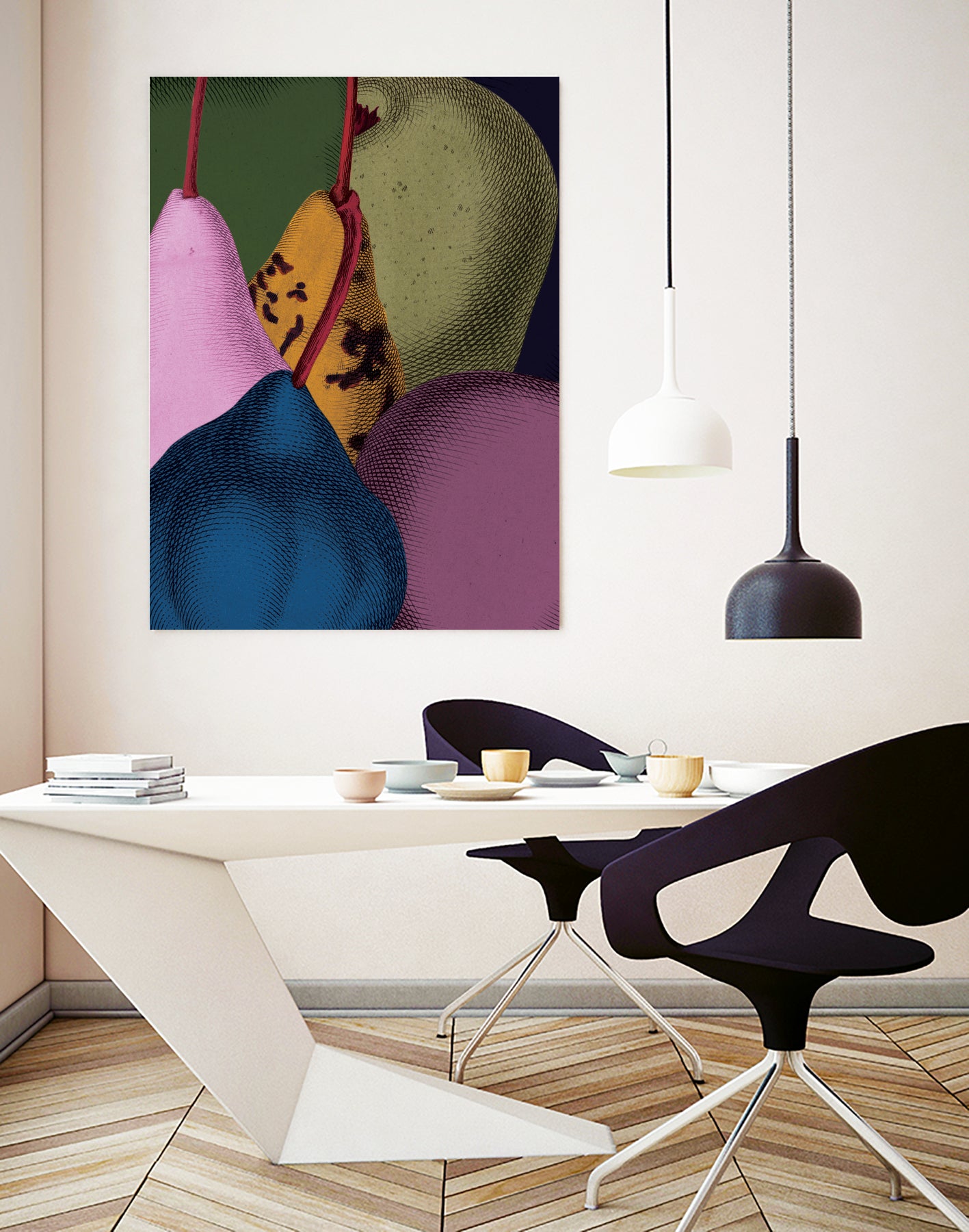 Modern Still life - Pears by Marlies Niemeijer on GIANT ART - blue mixed media