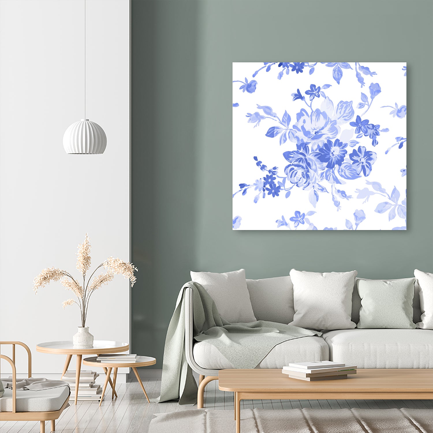 Blue Flowers - Floral Pattern Art by salome mikaberidze on GIANT ART - blue digital drawing